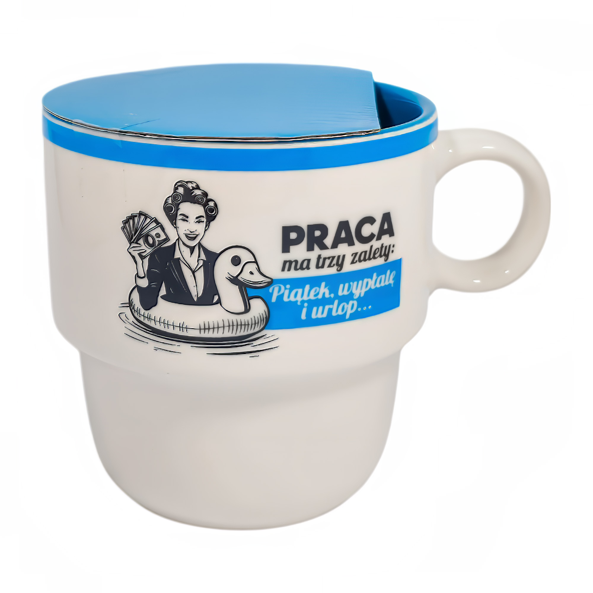 Kubek PRL Praca ma trzy zalety