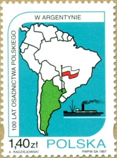 100 lat osadnictwa polskiego w Argentynie - znaczek - 1997