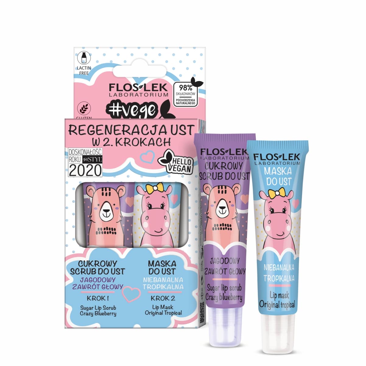 Floslek ZESTAW LIP CARE Regeneracja ust w 2 krokach 2x14g