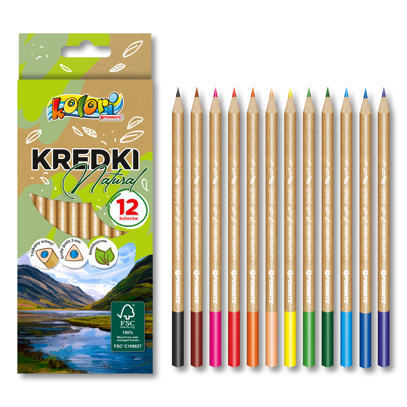 Penmate Kolori Kredki Natural 12 kolorów