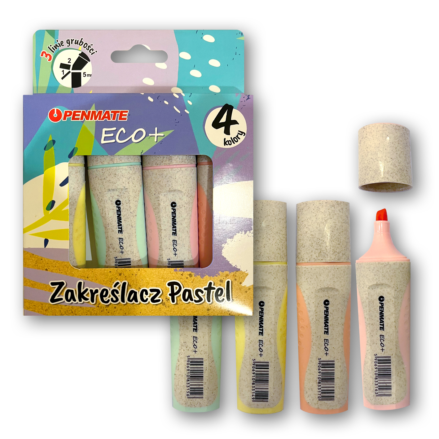 Penmate Zakreślacz pastelowy Ecco+ komplet 4 szt.