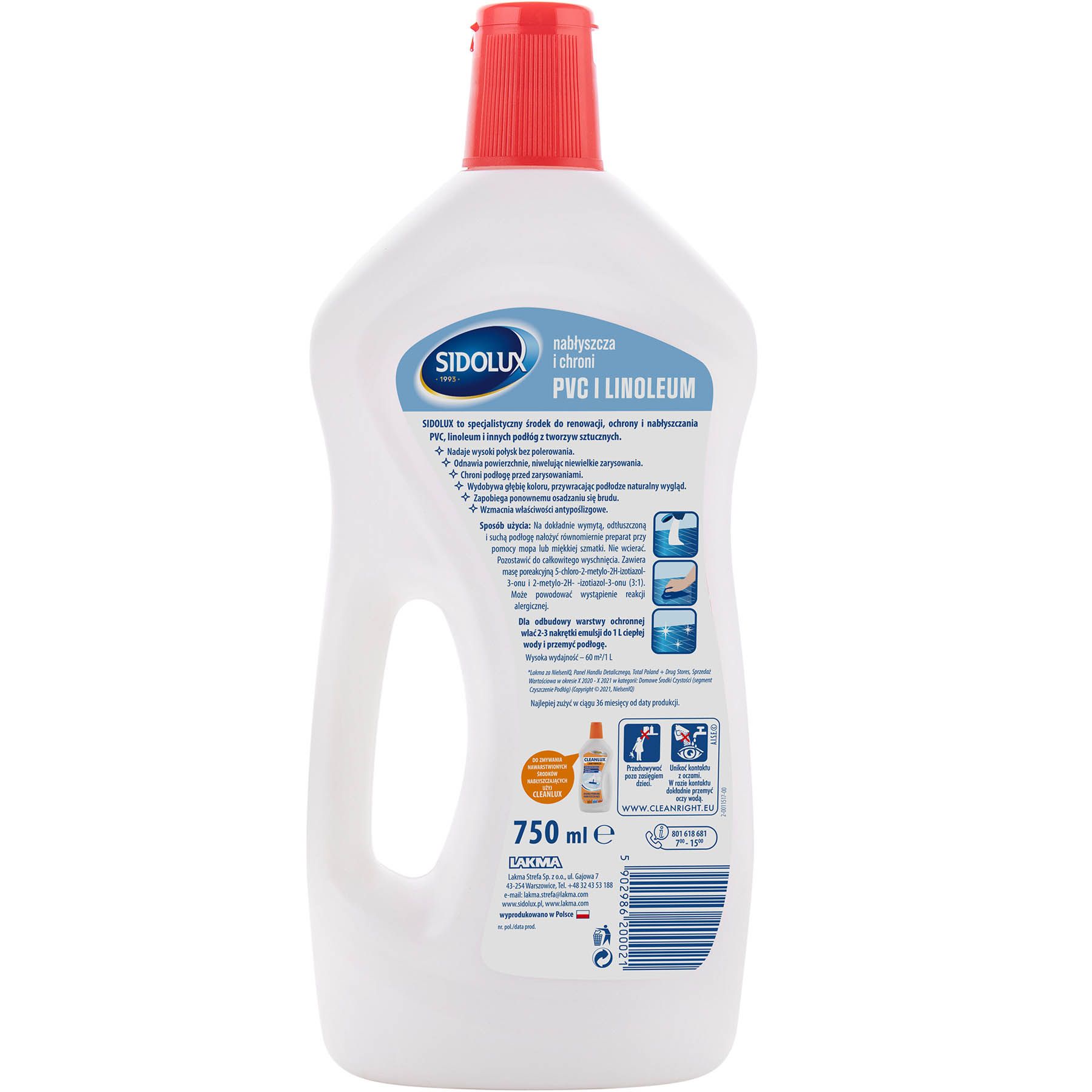 SIDOLUX Ochrona i połysk pcv linoleum 750 ml T204 003 0179976